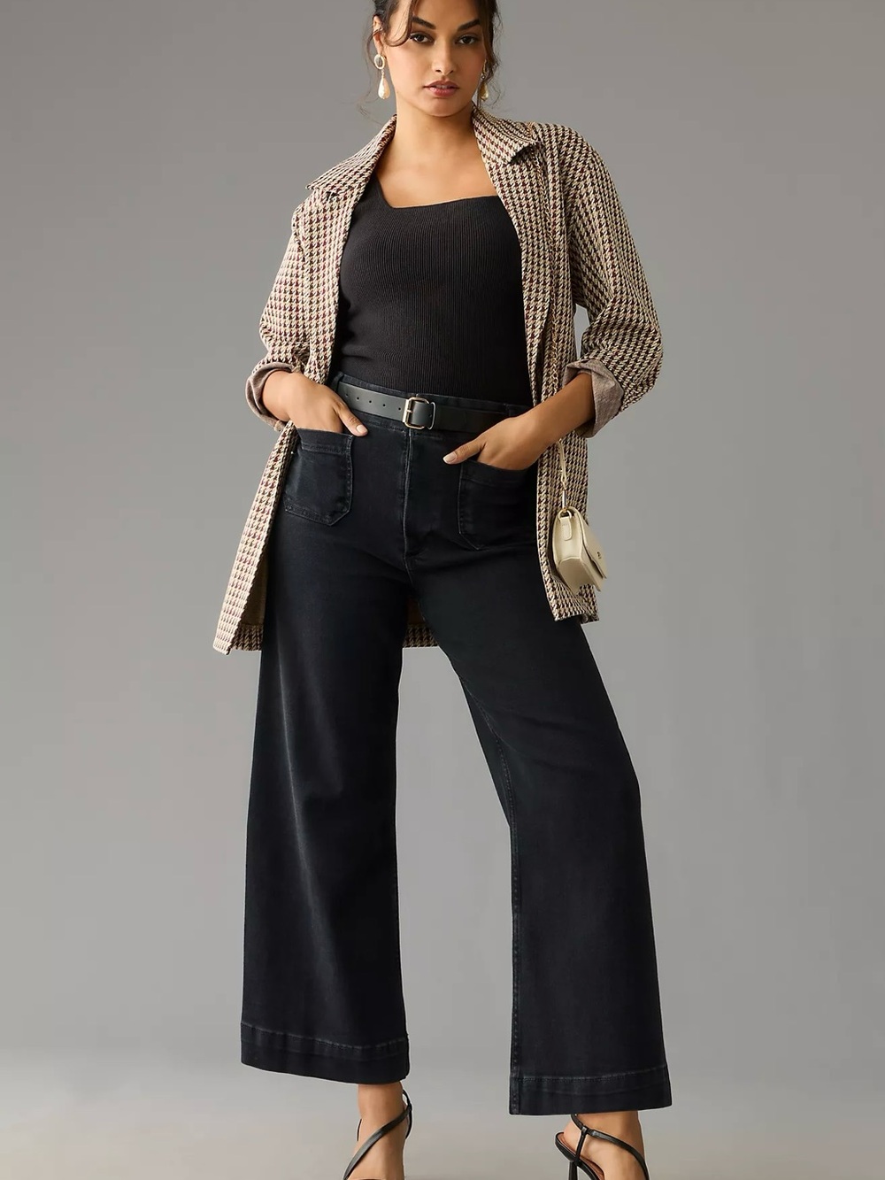 Anthropologie Maeve | Black Colette High Rise Crop Wide-Leg Jeans ~ US 29